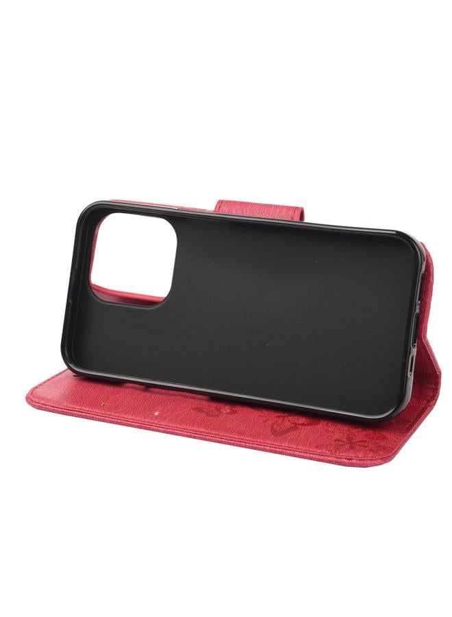 Zaboon Case For iPhone 13 mini Vintage Embossed Floral Butterfly Pattern Horizontal Flip Leather Case with Card Slot & Holder & Wallet & Lanyard - Image 5