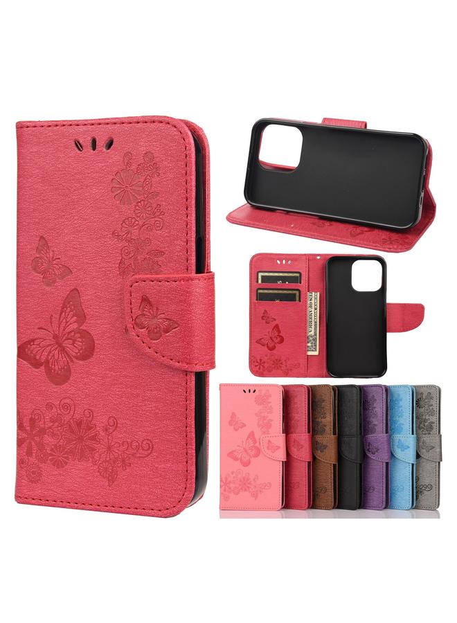 Zaboon Case For iPhone 13 mini Vintage Embossed Floral Butterfly Pattern Horizontal Flip Leather Case with Card Slot & Holder & Wallet & Lanyard - Image 1