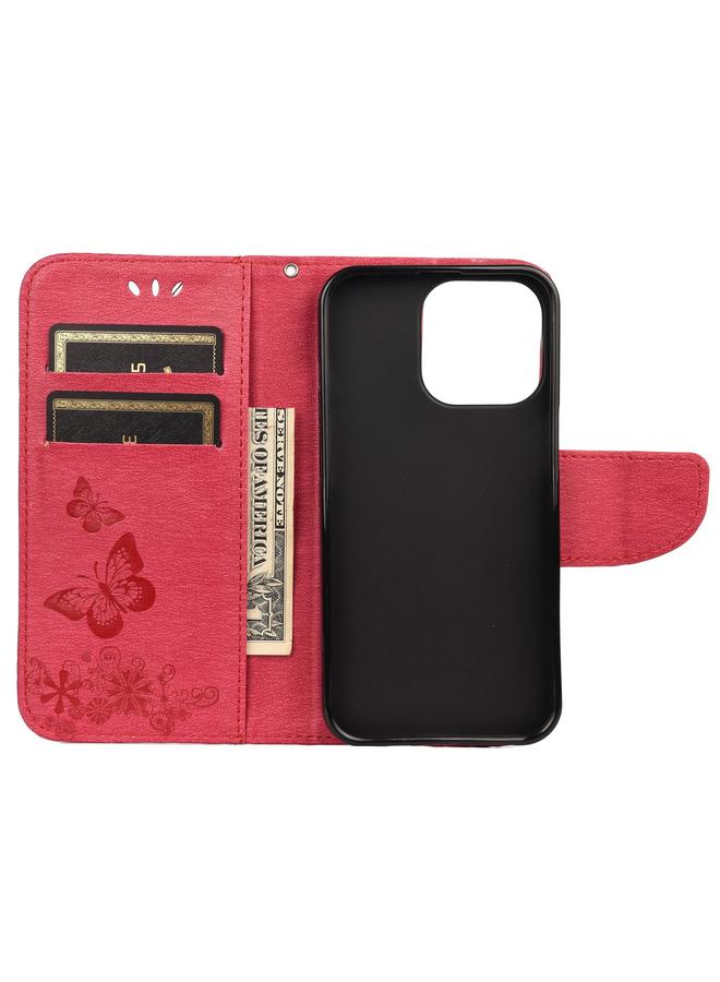 Zaboon Case For iPhone 13 mini Vintage Embossed Floral Butterfly Pattern Horizontal Flip Leather Case with Card Slot & Holder & Wallet & Lanyard - Image 4