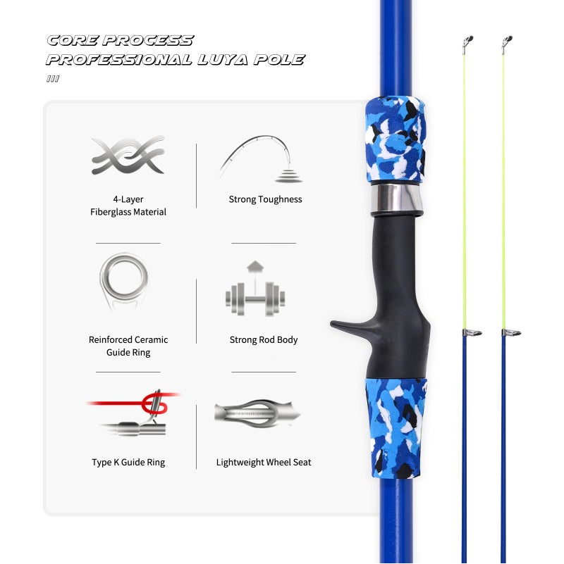 LEOFISHING طقم صنارة صيد الأطفال المحمولة LEOFISHING 2Pack أعمدة صيد قابلة للتمديد للأولاد والبنات مع مجموعة كاملة من صنارة الصيد والبكرة وشبكة الصيد ودلو للأطفال الصغار (أزرق وبرتقالي) - Image 3