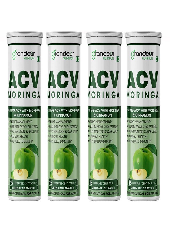 GRANDEUR حبوب خل التفاح غراندور مورنغا لإدارة الوزن، 750 ملغ، مع القرفة | تتحكم في الرغبات | بدون سكر مضاف | معزز طبيعي للطاقة | صحة الأمعاء | تفاح أخضر | 60 حبة خل تفاح - Image 1
