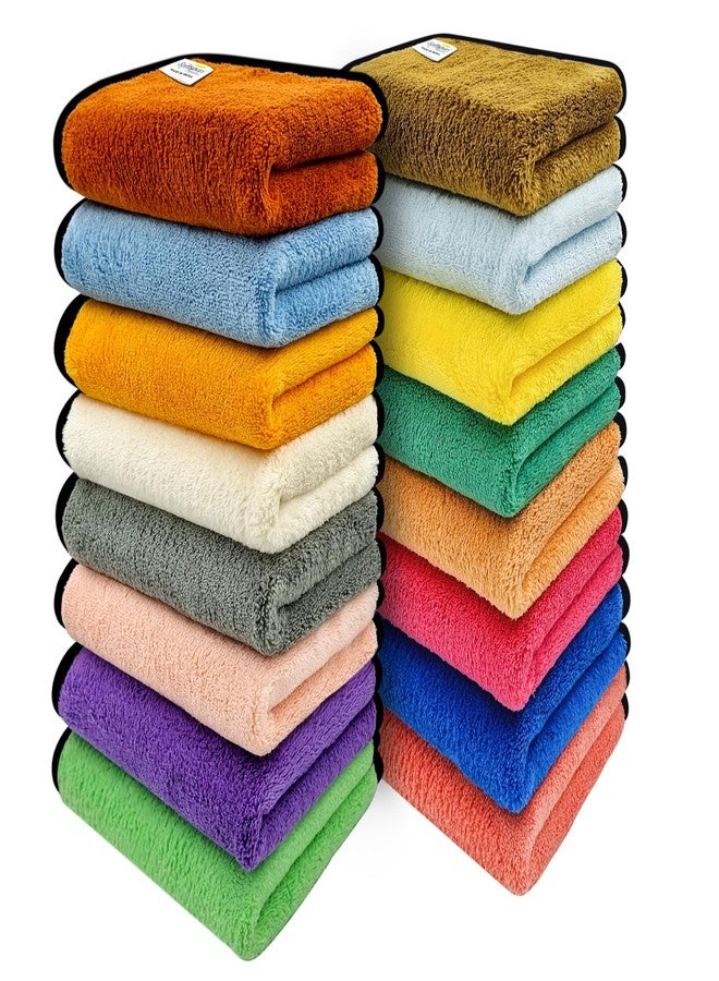 SOFTSPUN Microfiber Hand & Face Wipes 20x30 Cms, 16 Piece Towel Set, 280 GSM (Multicolor) Super Soft & Silky for Hand, Face and Body-Hypoallergenic Sensitive Skin Wipes & Washcloths - Image 1
