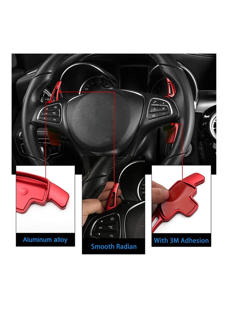 Steering Wheel Paddle Shifter Extension, Aluminum-Alloy Shift Paddle For A B C CLA CLS E G GL GLA GLC GLE GLS for Metris S SL SLC Class (Red) - Image 2