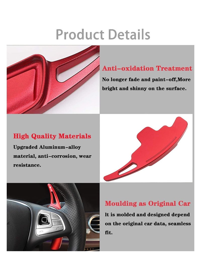Steering Wheel Paddle Shifter Extension, Aluminum-Alloy Shift Paddle For A B C CLA CLS E G GL GLA GLC GLE GLS for Metris S SL SLC Class (Red) - Image 5