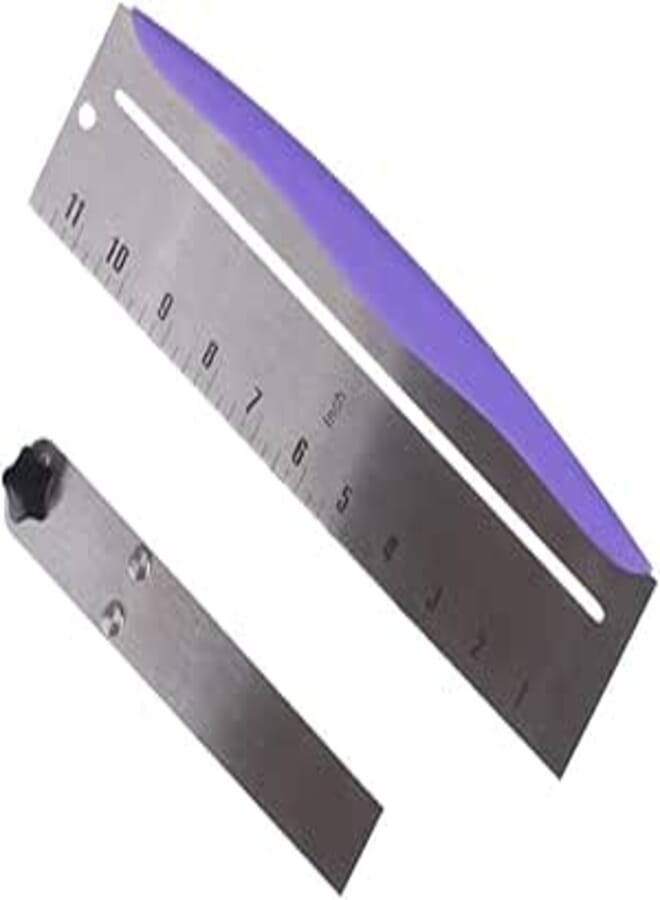 Hemoton 1 Set Cake Scrapers Smoother Adjustable Height Stainless Steel Decorating Comb Frosting Decorating Supplies with Ruler for Home (Purple)
