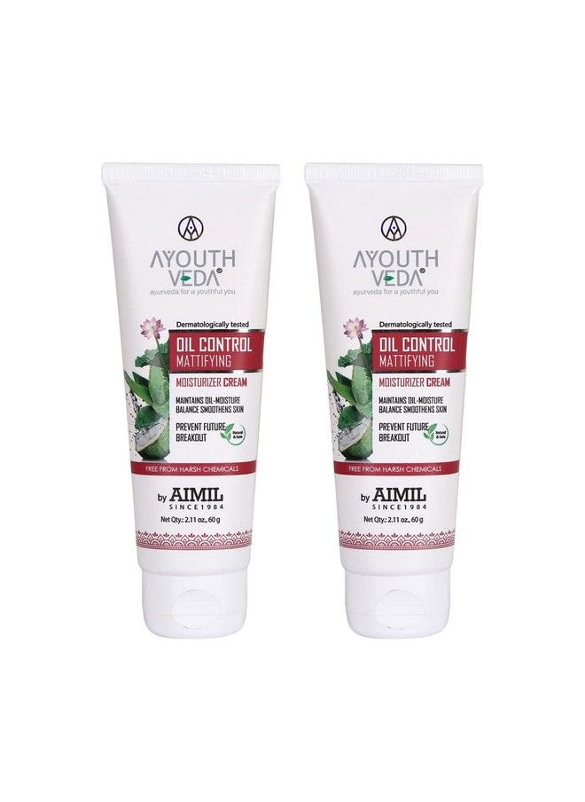 AYOUTHVEDA Oil Control Mattifying Moisturizer Cream ; Calms Skin Redness & Prevents Breakouts ; Nourishes & Smoothens Skin With Green Teaaloevera & Coconut Water (Pack Of 260G Each)  - Image 2