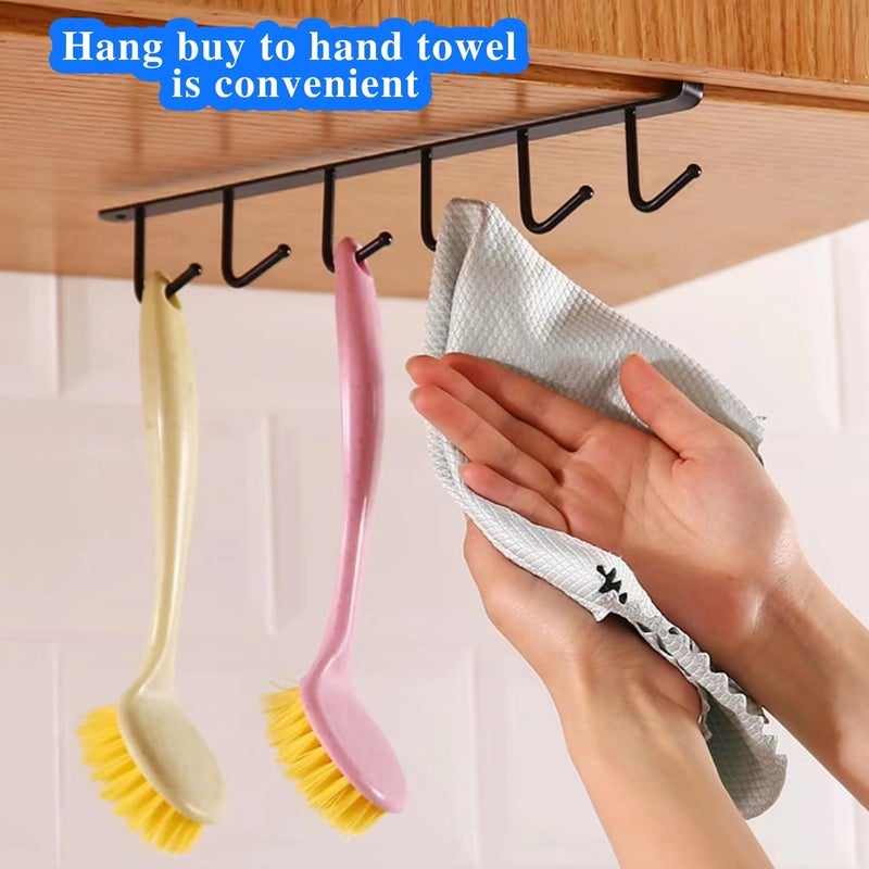 PRAMANTA 2Pcs Kitchen 6 Hook Hanger Coffee Cup Mug HolderCup Storage Organizer Rack Cabinet Scarf Hanging Hook Rack Holder Without Drilling Under Cabinet Closet Hanging Hook Holder - Image 4