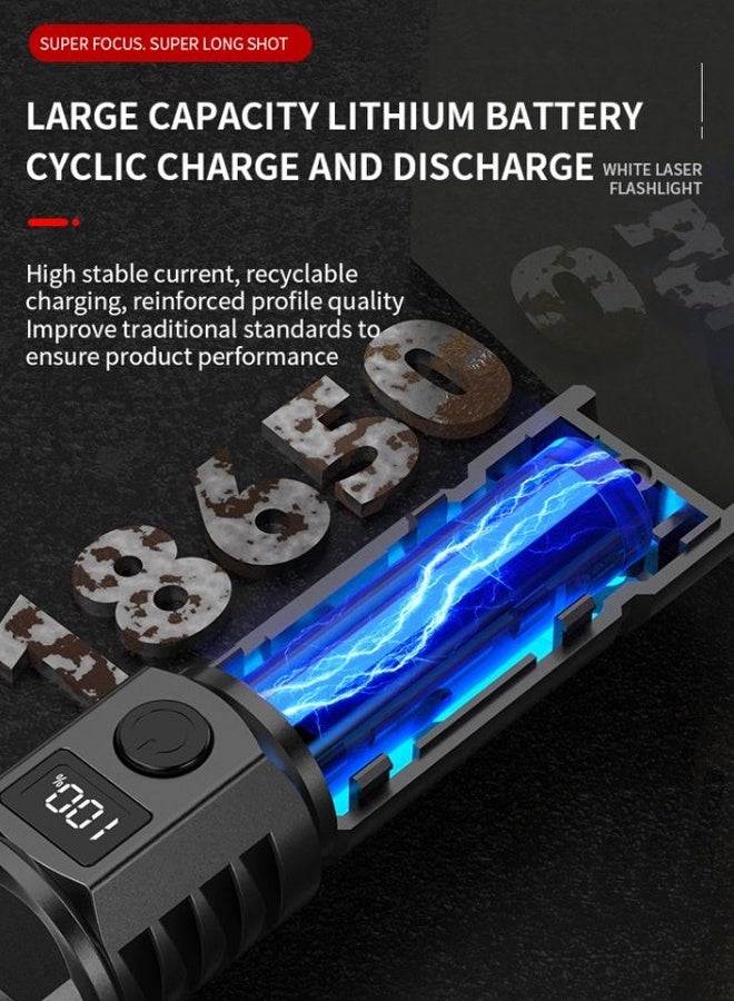 Rechargeable led Tactical Flashlight,Super Bright Zoomable Flashlight,Flashlight for Camping,5W power, 800 mAh battery capacity,maximum range of 100-200 meters(Black) - Image 4