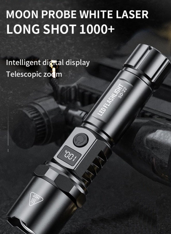 Rechargeable led Tactical Flashlight,Super Bright Zoomable Flashlight,Flashlight for Camping,5W power, 800 mAh battery capacity,maximum range of 100-200 meters(Black) - Image 5