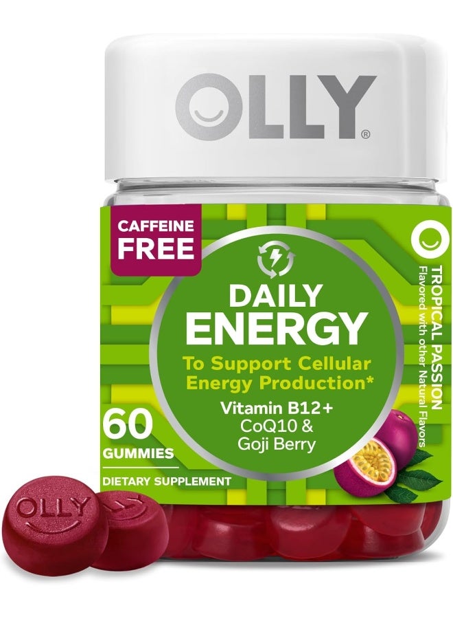OLLY أولي جومي الطاقة اليومية، 30 يومًا من الإمداد (60 جومي)، نكهة الشغف الاستوائية، فيتامين ب12، كيو10، توت غوجي، خالي من الكافيين، مكمل قابل للمضغ - Image 1