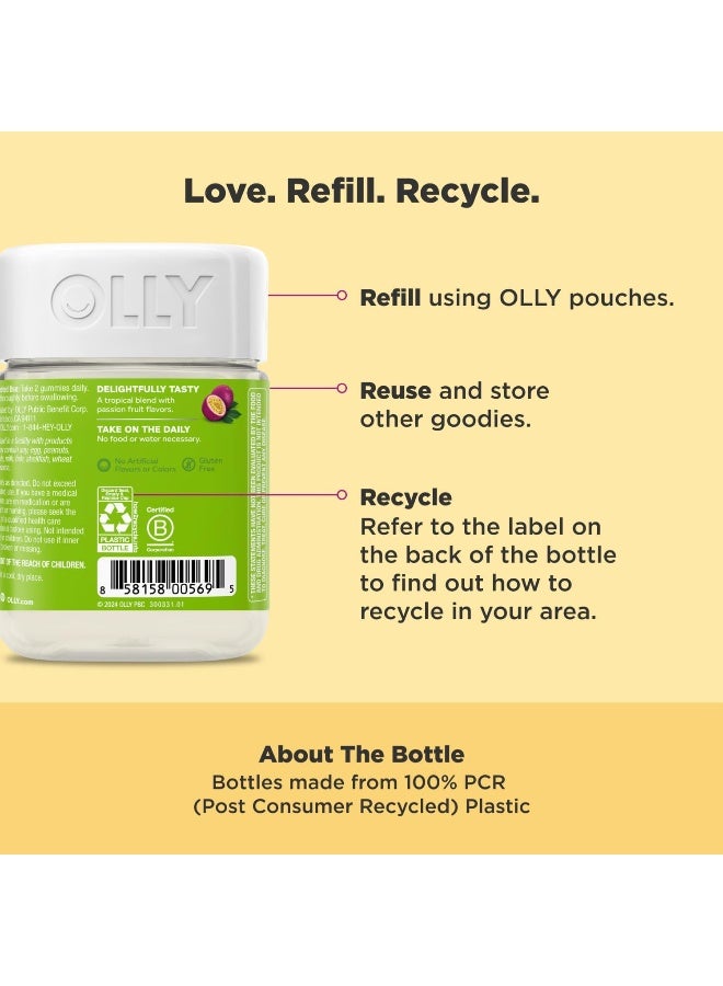 OLLY أولي جومي الطاقة اليومية، 30 يومًا من الإمداد (60 جومي)، نكهة الشغف الاستوائية، فيتامين ب12، كيو10، توت غوجي، خالي من الكافيين، مكمل قابل للمضغ - Image 4