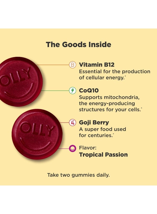 OLLY أولي جومي الطاقة اليومية، 30 يومًا من الإمداد (60 جومي)، نكهة الشغف الاستوائية، فيتامين ب12، كيو10، توت غوجي، خالي من الكافيين، مكمل قابل للمضغ - Image 2