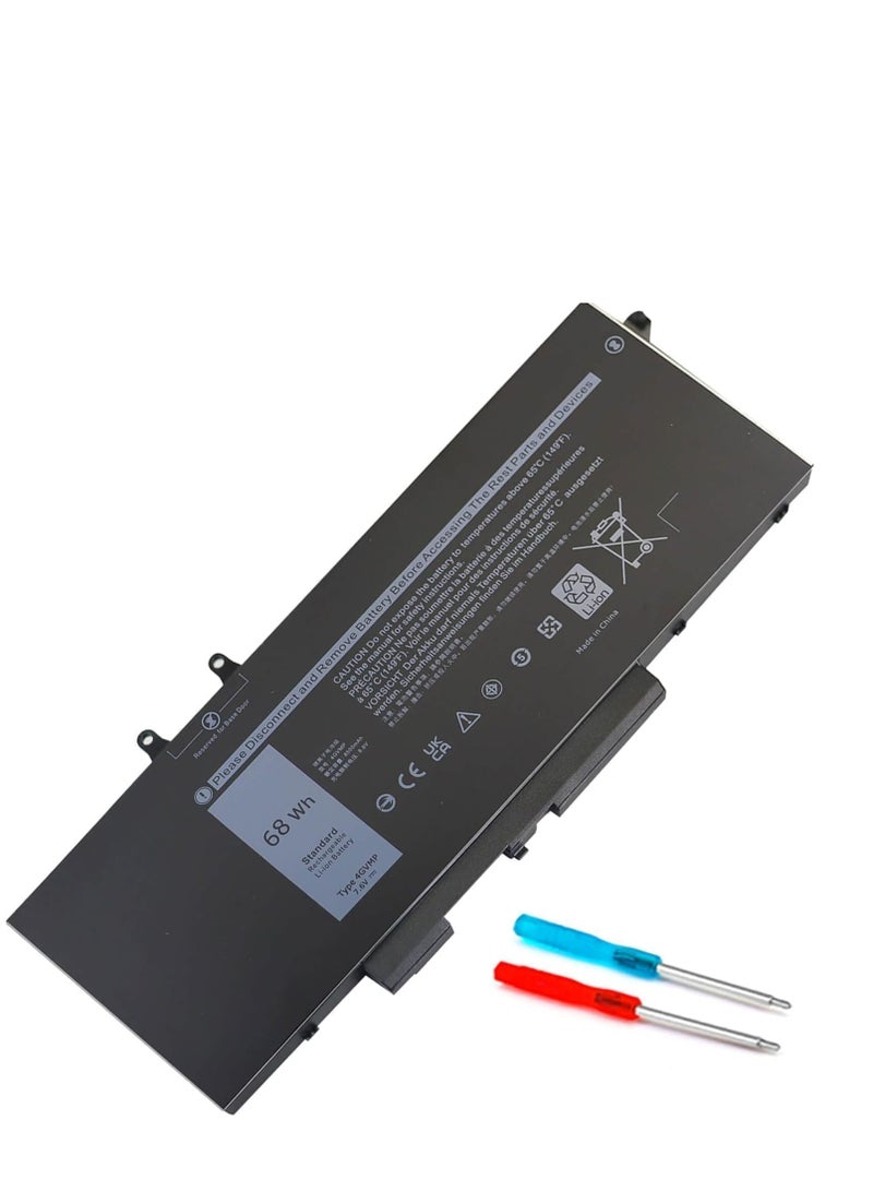 Terabyte 4GVMP 7.6V 68Wh Battery Compatible with //Dell''' Latitude 5400 5410 5500 5510 Precision 3540 3550 Inspiron 7590/7591/7791 2-in-1 Series Notebook X77XY 9JRYT C5GV2 with Mouse MS116 - Image 1