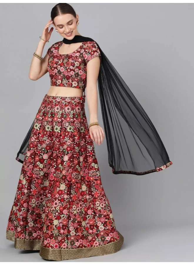 AKS Rust Floral Lehenga Choli