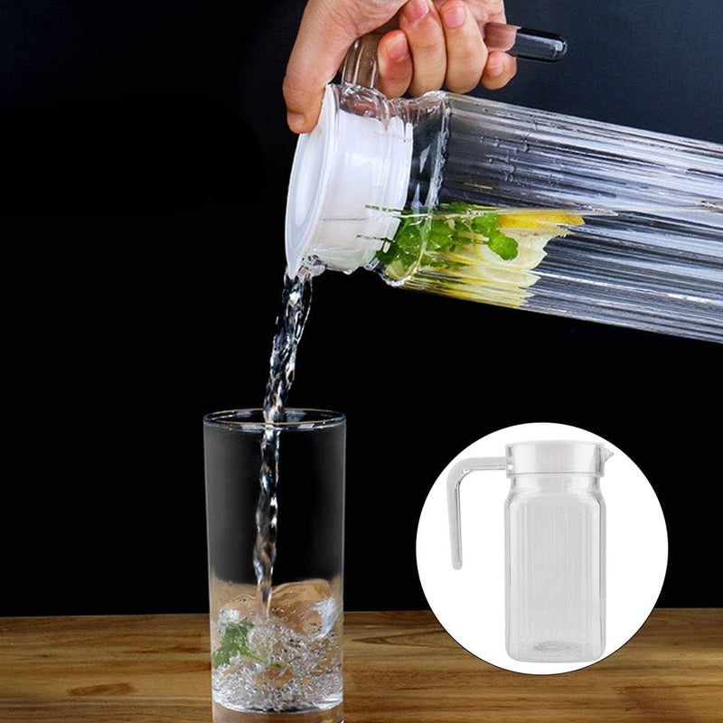 Lawei Lawei Premium 500ml Glass Water Jug with Plastic Lid Handle Transparent Beverage Carafe for Home Office Etc Pitcher for Serve Water Milk Juice Beverage Chaas Cocktail Set of 3  - Image 3