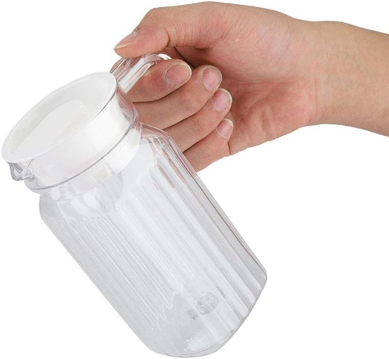 Lawei Lawei Premium 500ml Glass Water Jug with Plastic Lid Handle Transparent Beverage Carafe for Home Office Etc Pitcher for Serve Water Milk Juice Beverage Chaas Cocktail Set of 3  - Image 2