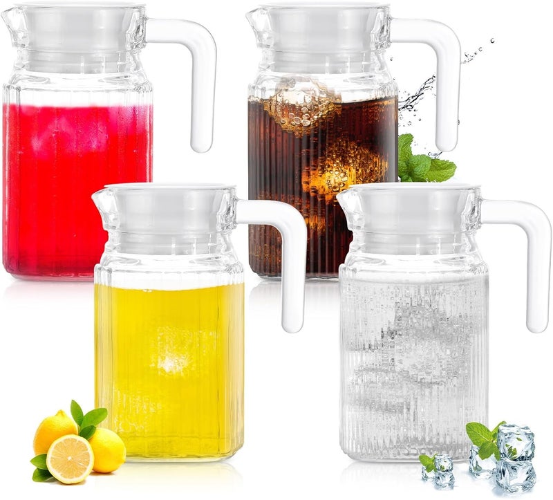 Lawei Lawei Premium 500ml Glass Water Jug with Plastic Lid Handle Transparent Beverage Carafe for Home Office Etc Pitcher for Serve Water Milk Juice Beverage Chaas Cocktail Set of 3  - Image 1