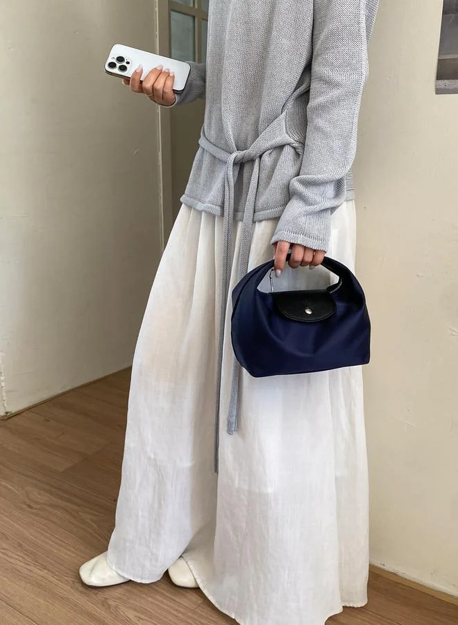 تايك تو Solid Handbag with Flap Detail
