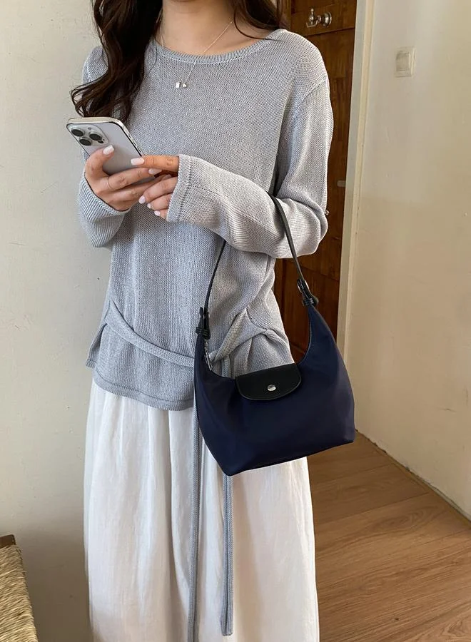 تايك تو Solid Handbag with Flap Detail