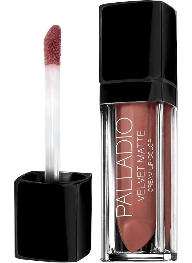 PALLADIO لون شفاه كريمي مخملي غير لامع | تركيبة عالية الصبغة | تعطي تأثير ثلاثي الأبعاد | تدوم طويلاً ونهاية ناعمة | جيدة للاستخدام اليومي كأحمر شفاه | حرير خام - Image 1