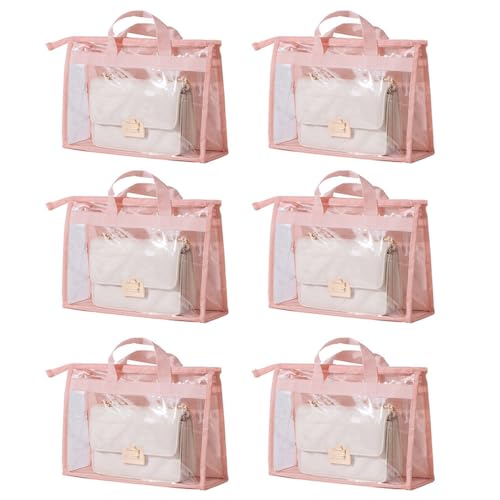 YEWIN Dust Bags for Handbags - Handbag Storage Organizer Dust Bags for Moisture Proof Dust Cover with Zipper and Handle(Pink-XXL) - Image 1
