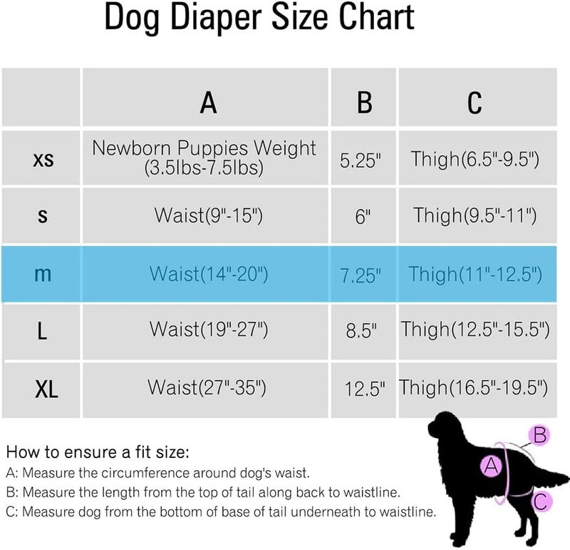 Qpets ® 2 حزمة حفاضات كلاب أنثى ناعمة قابلة لإعادة الاستخدام، امتصاص ماء 120 مل، حفاضات مريحة قابلة لإعادة الاستخدام للكلاب الأنثى والجراء (مقاس M، محيط الخصر الموصى به 14-20 بوصة) - Image 4