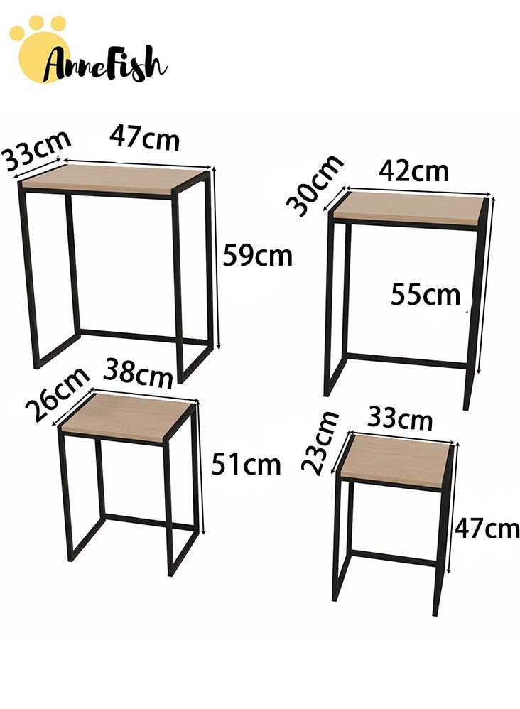 AnneFish 4Pcs C-Shaped Coffee Service Table Set Sofa Side Nesting Table End Table For Home Living Room Bedroom Small Coffee Table Couch Table Metal Frame Easy Assembly - Image 2