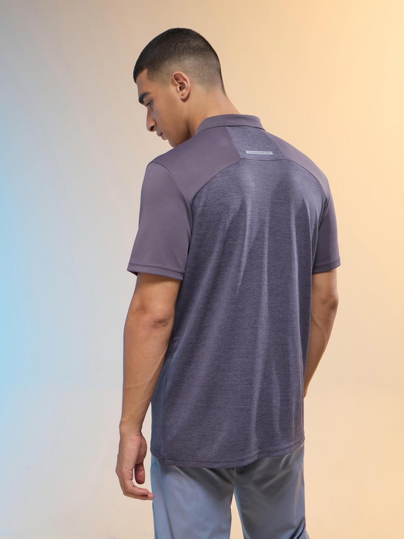 TECHNOSPORT Men's Slim Fit Polo Neck Half Sleeve T-Shirt for Running, Gym & Sports - (MTP846CGM_Carbon Grey_M) - Image 2