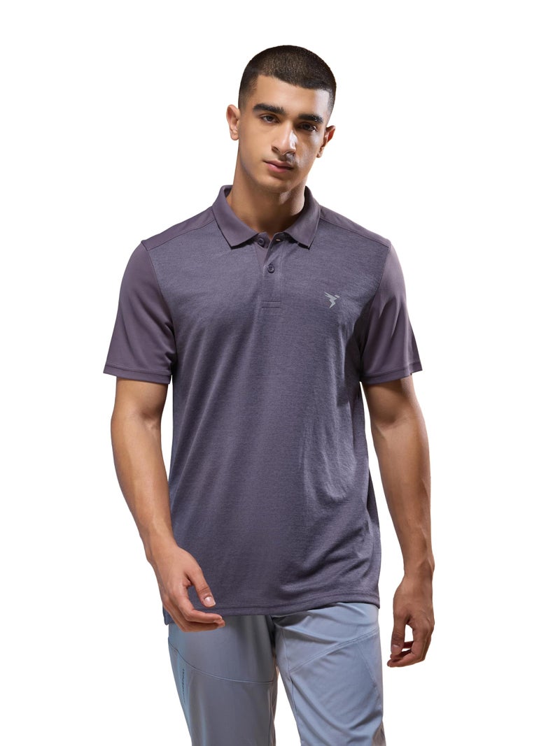 TECHNOSPORT Men's Slim Fit Polo Neck Half Sleeve T-Shirt for Running, Gym & Sports - (MTP846CGM_Carbon Grey_M) - Image 1