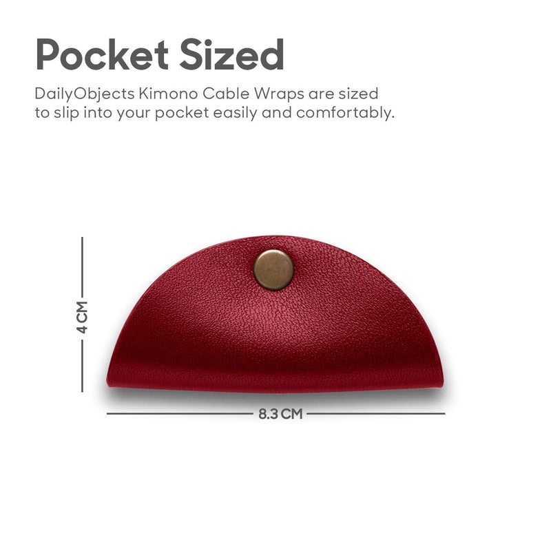 Daily Objects غطاء كيمونو للكابلات من ديلي أوبجيكتس للكابلات/الأسلاك/الأسلاك | لف الكابلات، حامل سماعات الرأس، منظم صغير | مصنوع من جلد مجفف ومطحون | (أحمر وأخضر) - مجموعة من 2 - Image 5