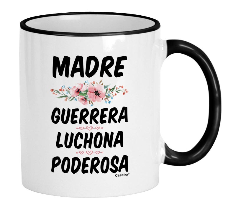 Casitika Regalo Para El Dia De Las Madres En Espaol Mama Guerrera Luchona Poderosa 11 Oz Coffee Mug - Image 3
