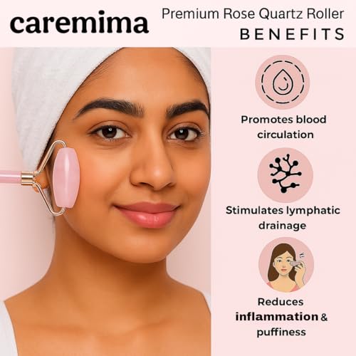 CAREMIMA Rose Quartz Face Roller & Gua Sha Set | Natural Crystal Facial Massager for Glowing Skin, Face Lift, Relaxation & Skin Firming | Anti-Aging Beauty Tool for Women & Men - Image 5