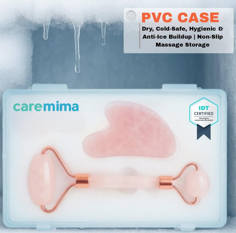CAREMIMA Rose Quartz Face Roller & Gua Sha Set | Natural Crystal Facial Massager for Glowing Skin, Face Lift, Relaxation & Skin Firming | Anti-Aging Beauty Tool for Women & Men - Image 2