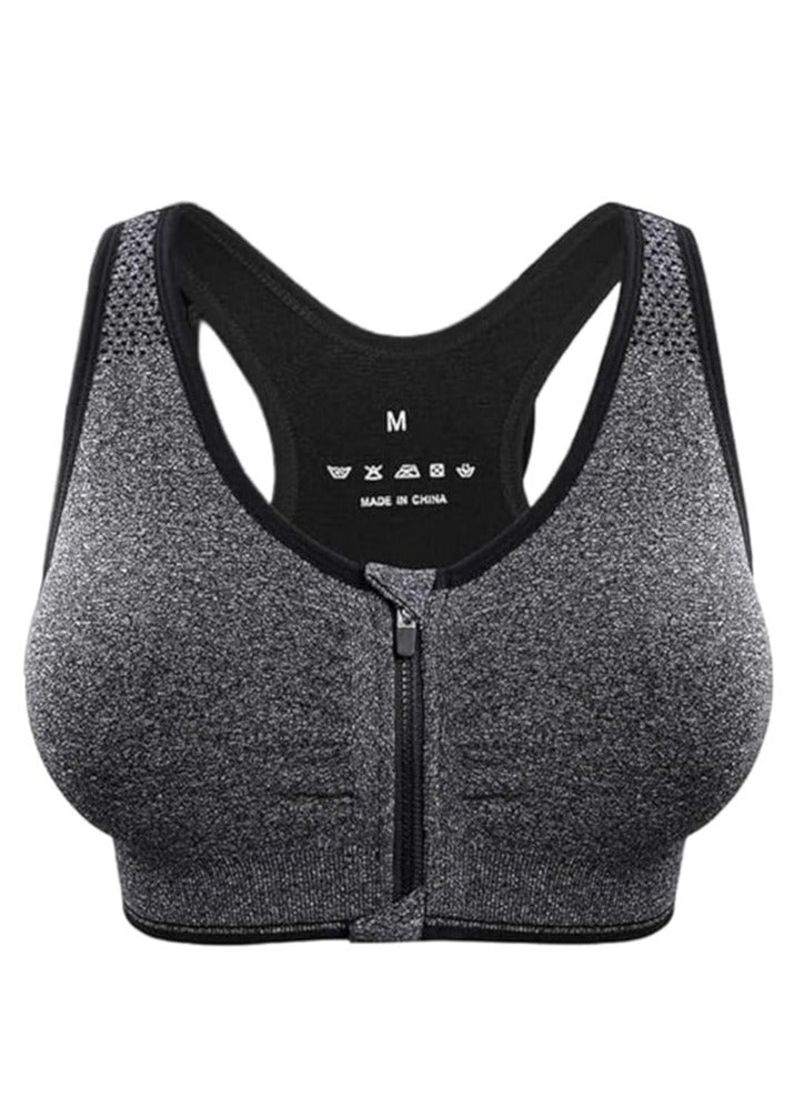 SHOWDAY Women's Zip Front Sports Bra Wireless Post-Surgery Bra Active Yoga Sports Bras Fitness Women's Sports Bra, Zip Front,Post-Surgery Active Yoga Gym Pilates Crossfit