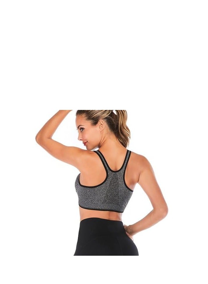 SHOWDAY Women's Zip Front Sports Bra Wireless Post-Surgery Bra Active Yoga Sports Bras Fitness Women's Sports Bra, Zip Front,Post-Surgery Active Yoga Gym Pilates Crossfit
