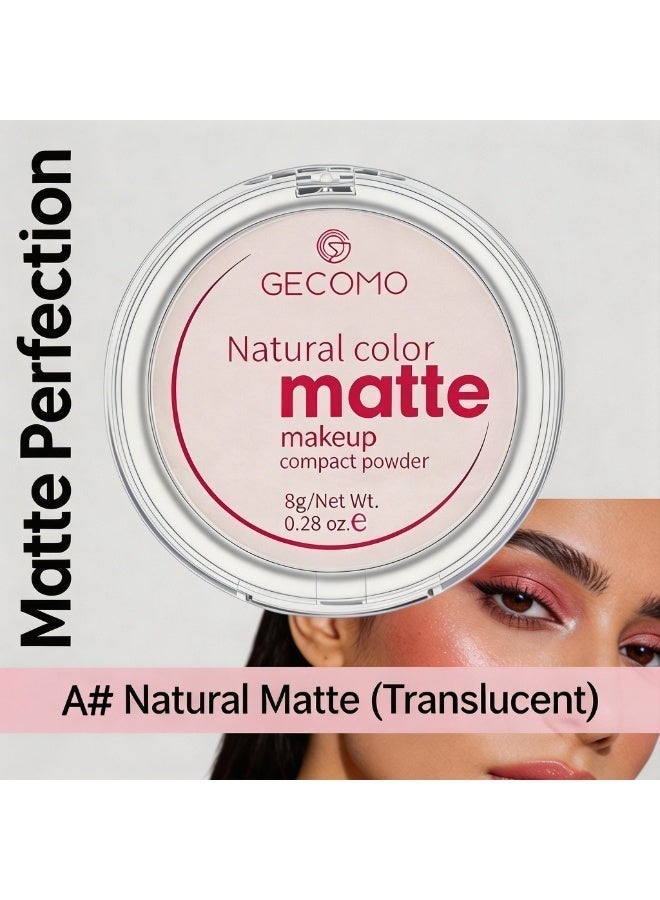 Gecomo Matte Pressed Powder, Long-Lasting Oil Control Face Setting Powder Compact, Waterproof & Pore-Minimizing Finish, 8g - A# Natural Matte (Translucent) - Image 4