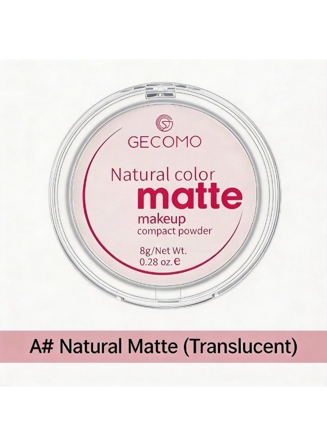 Gecomo Matte Pressed Powder, Long-Lasting Oil Control Face Setting Powder Compact, Waterproof & Pore-Minimizing Finish, 8g - A# Natural Matte (Translucent) - Image 2