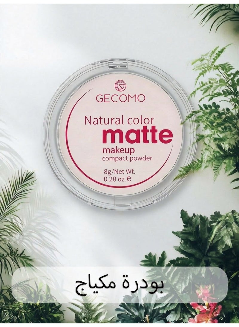 Gecomo Matte Pressed Powder, Long-Lasting Oil Control Face Setting Powder Compact, Waterproof & Pore-Minimizing Finish, 8g - A# Natural Matte (Translucent) - Image 1