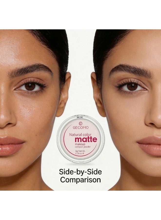 Gecomo Matte Pressed Powder, Long-Lasting Oil Control Face Setting Powder Compact, Waterproof & Pore-Minimizing Finish, 8g - A# Natural Matte (Translucent) - Image 5