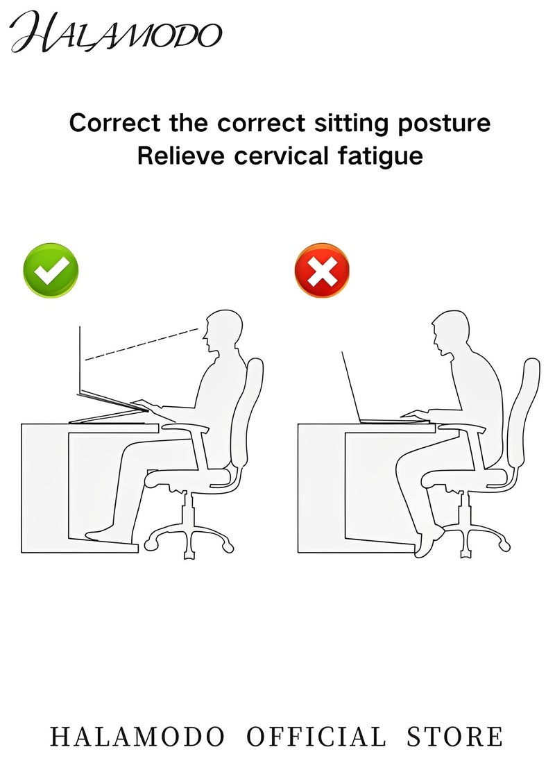 Adjustable Laptop Desk with Double Cooling Fans & Mouse Board Ergonomic Vented Table Stand Portable Computer Table for Office & Bedroom & Tabletop