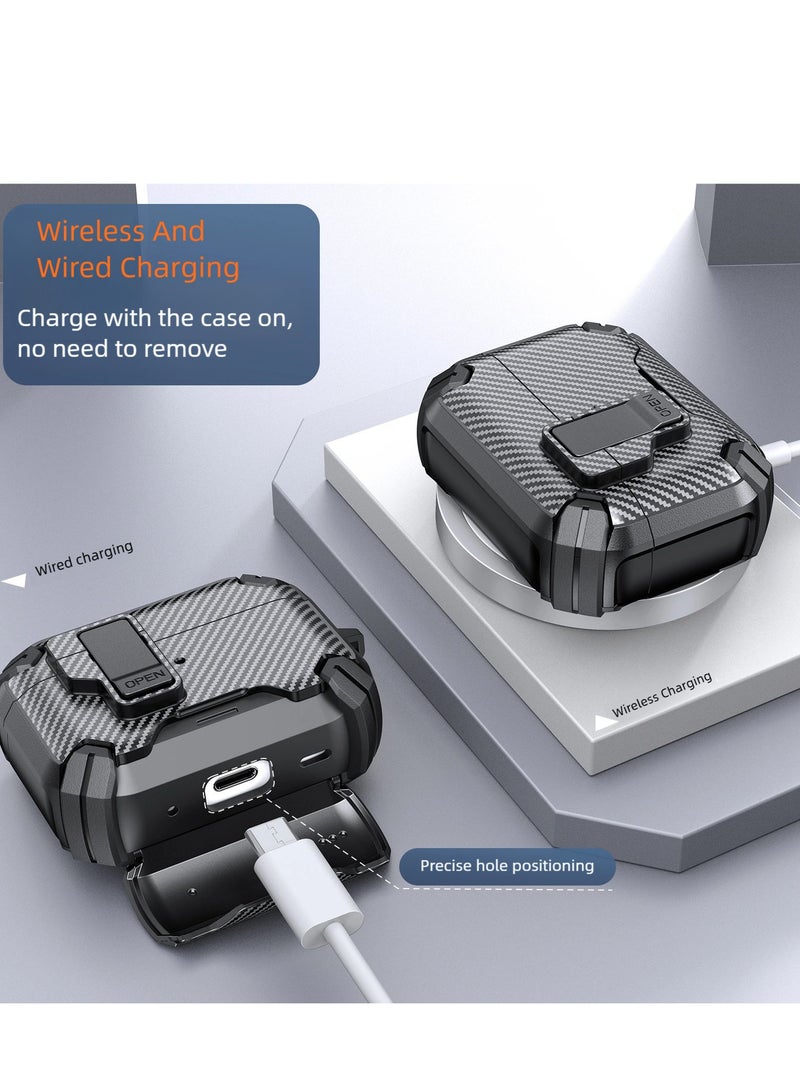 AirPods 4 / AirPods Pro / AirPods Pro 2 / AirPods Pro 3 حالة حماية ، magsafe ، حامل الهاتف ، حالة سماعة الرأس المنبثقة ، حامي سماعة الرأس ، حامي سماعة الرأس ، حالة سماعة الرأس - Image 2