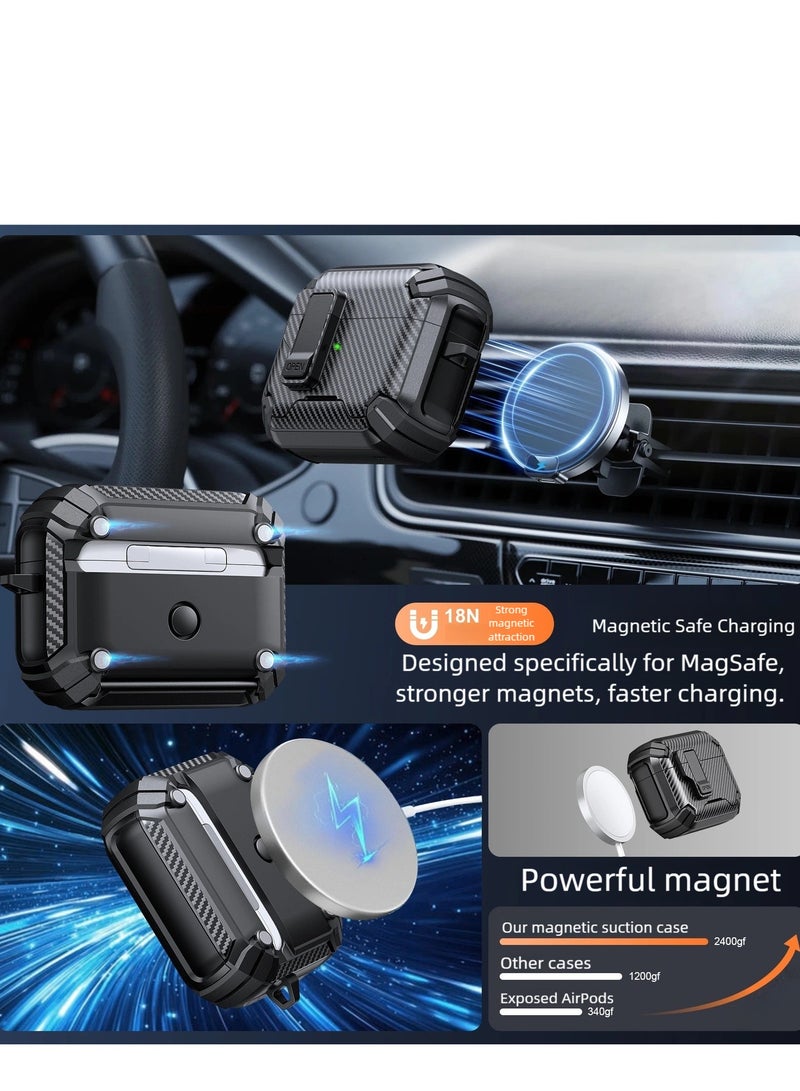 AirPods 4 / AirPods Pro / AirPods Pro 2 / AirPods Pro 3 حالة حماية ، magsafe ، حامل الهاتف ، حالة سماعة الرأس المنبثقة ، حامي سماعة الرأس ، حامي سماعة الرأس ، حالة سماعة الرأس - Image 3