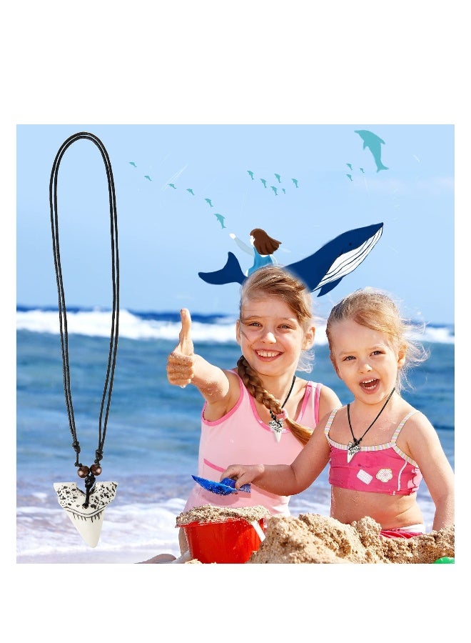Shark Tooth Necklaces for Boys, 12 Pcs Surfer Necklace, Shark Tooth Pendant Neckless, Cool Beach Necklaces for Men, Hawaiian Beach Surfer Jewelry, Adjustable Cord Necklace  - Image 3