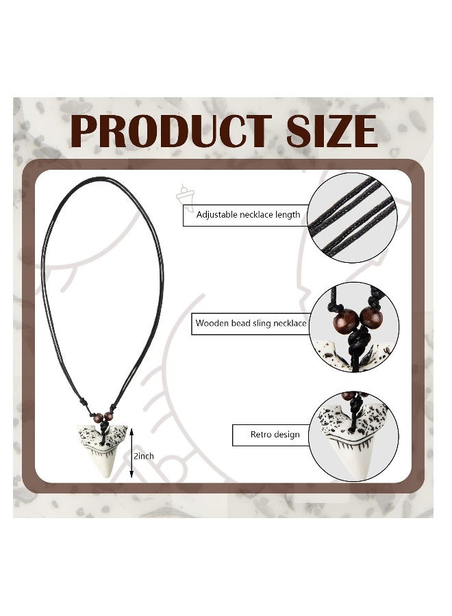 Shark Tooth Necklaces for Boys, 12 Pcs Surfer Necklace, Shark Tooth Pendant Neckless, Cool Beach Necklaces for Men, Hawaiian Beach Surfer Jewelry, Adjustable Cord Necklace  - Image 2