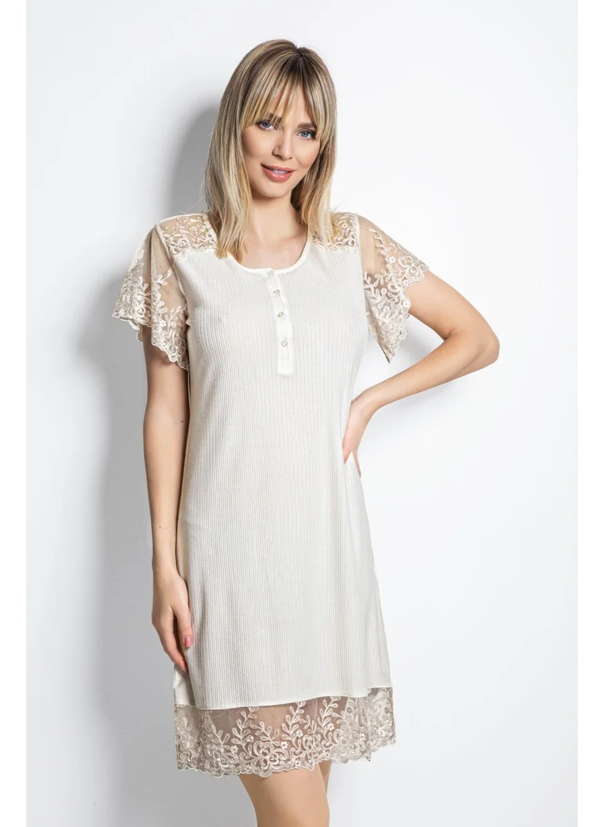 Monamise Short Sleeve Nightgown - Ecru