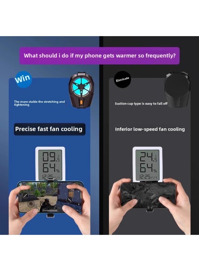 E-sports Dedicated Mobile Phone Radiator Semiconductor Refrigeration Cooling Game Live Back Clip Mute Fan Universal-Colour:Mobile Radiator-wired Model-1 Pack - Image 2