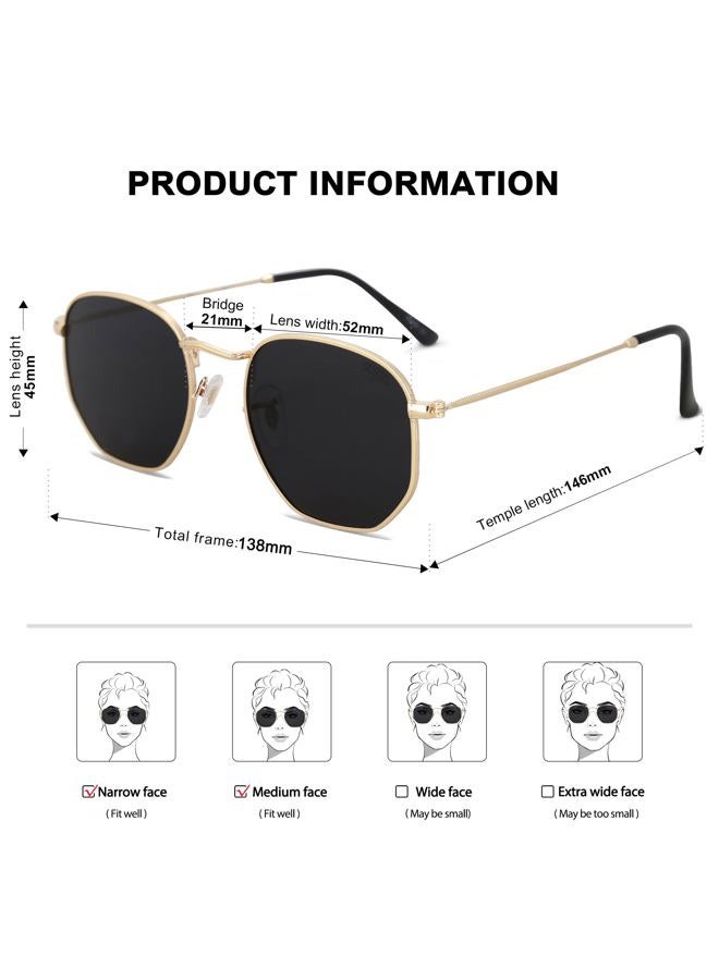 Sojos Square Polarized Sunglasses for Men and Women Polygon Mirrored Lens SJ1072 with Gold Frame/Grey Lens, M - Image 5