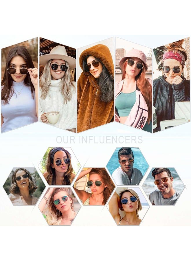 Sojos Square Polarized Sunglasses for Men and Women Polygon Mirrored Lens SJ1072 with Gold Frame/Grey Lens, M - Image 3