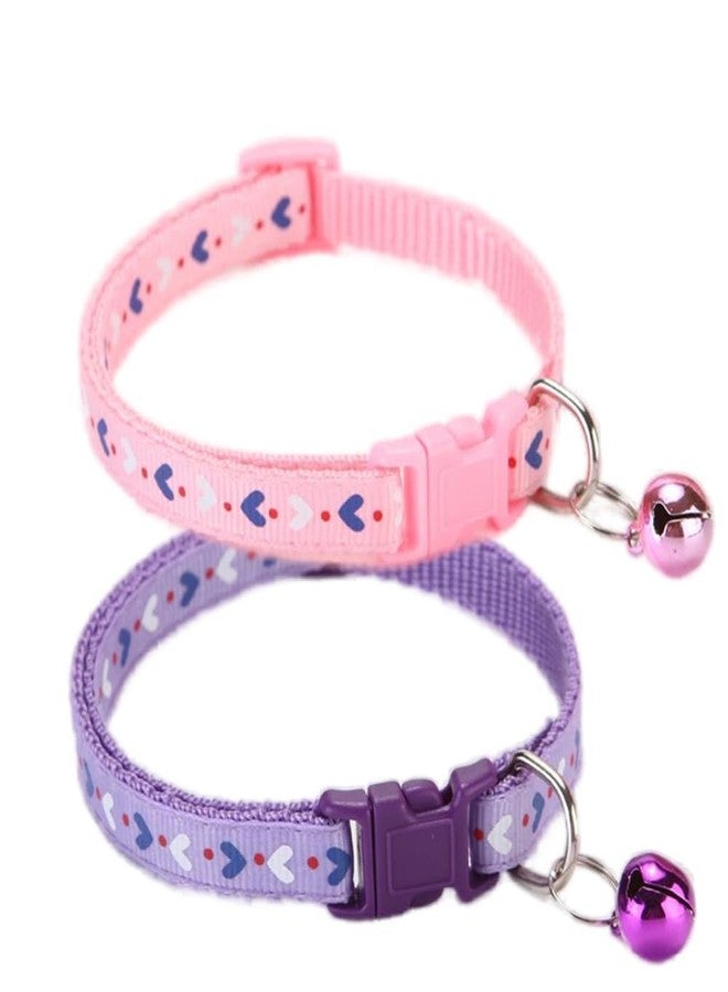 cyhaen Xs Dog Collar with Bell,2-Pack Basic Cat Collars with Bells Small Puppy Collar Girl for XXS Xs Small Tiny Pet Dogs Female Kitten Girls Animal, Neck 7-12 Inch - Image 1