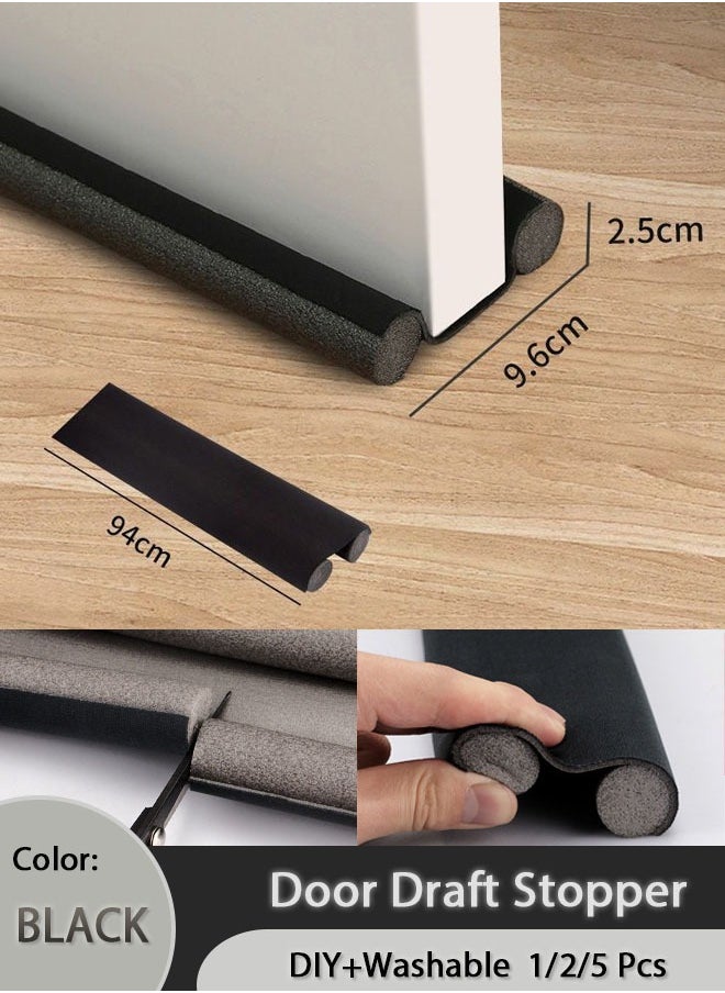 Generic Door Draft Stopper Door Sweep Weather Stripping Noise Blocker, Window Breeze Blocker Adjustable Door Sweeps, Door Bottom Seal Insulation Strip Gap Filler (Black)  - Image 1